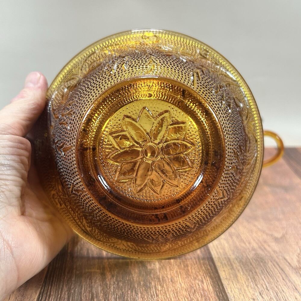 Set of 3 Collectible Indiana Glass Tiara Sandwich Amber Cup, Berry & Salad Bowls - Picture 10 of 16